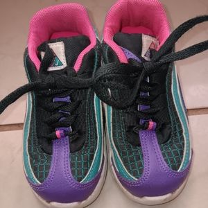 Pink purple and teal toddlers nike max air sneakers